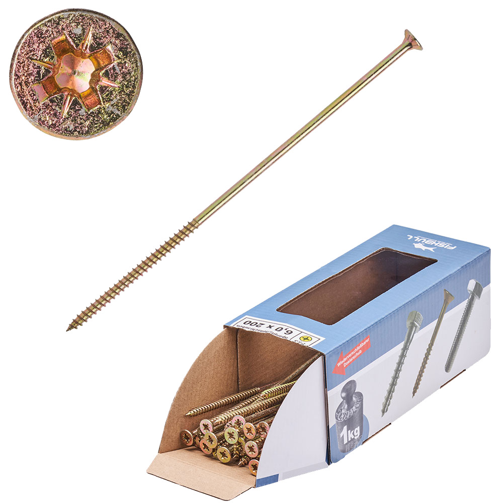 Spanplattenschraube 6x200 mm PZ 1kg FISHBULL-Pack Senkkopf Teilgewinde Kreuzschlitz image number 0