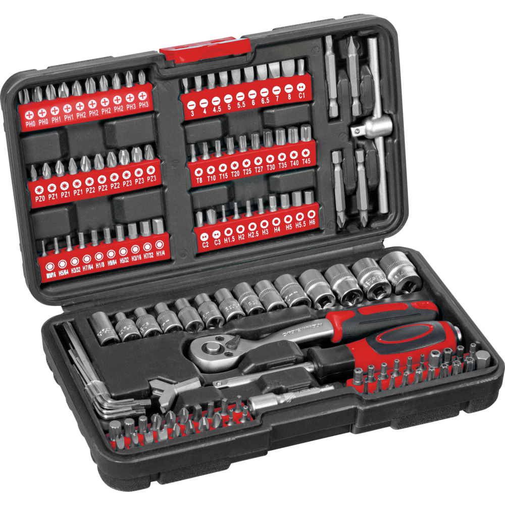 GERMANIA® Steckschlüssel und Bitsatz Set 130-teilig aus CV-Stahl im Koffer