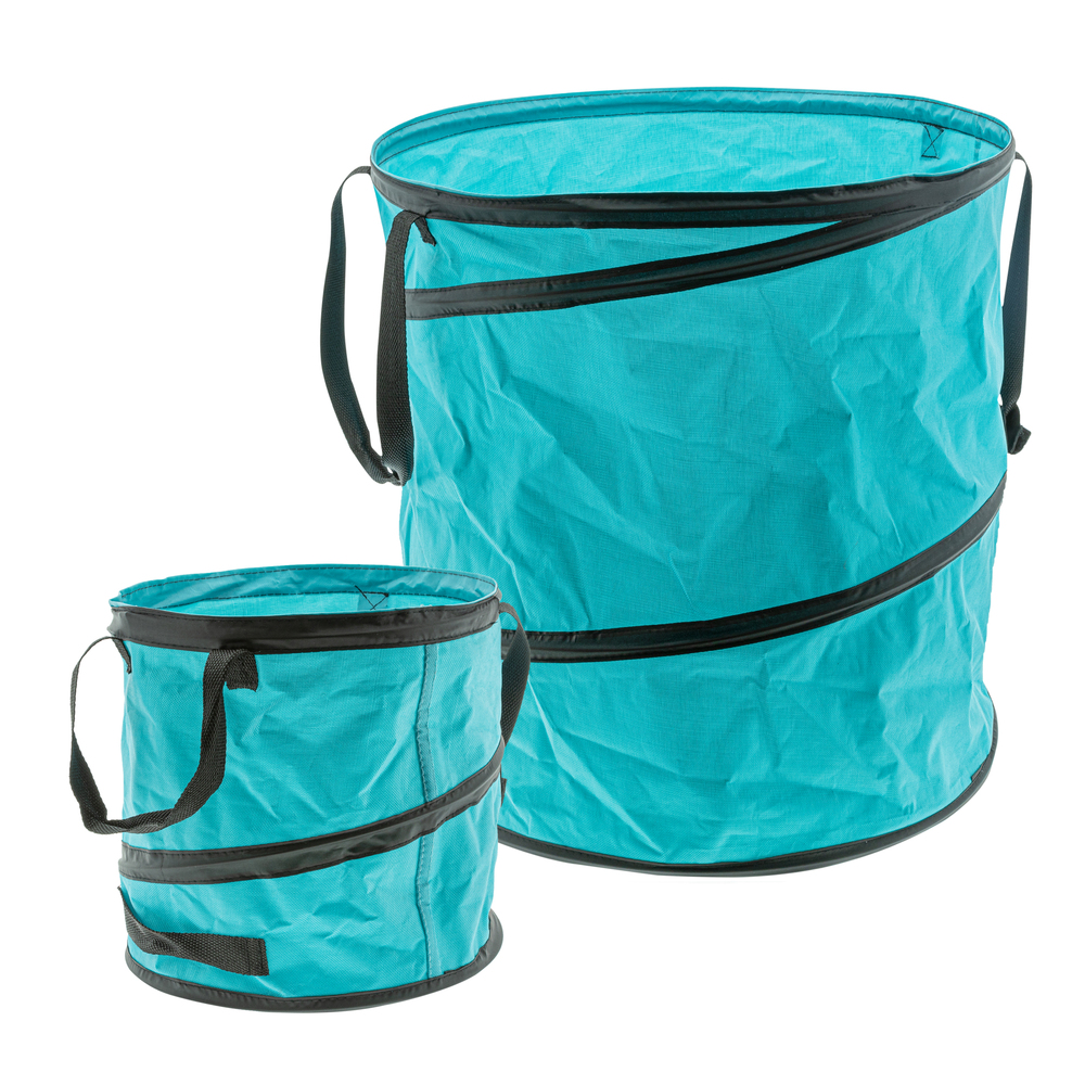 2er Set Garten-Laubsack Pop-up 15 & 85 Liter, türkis selbststehend