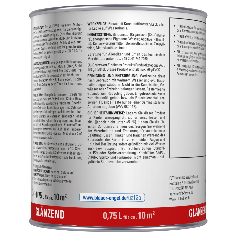 DECOPRO Premium 2in1 Möbellack 750 ml in Weiß, glänzend image number 1