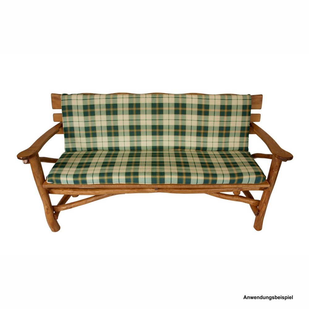 Auflage Boston für 3-Sitzer Gartenbank 140 x 88 x 7 cm grün/beige kariert