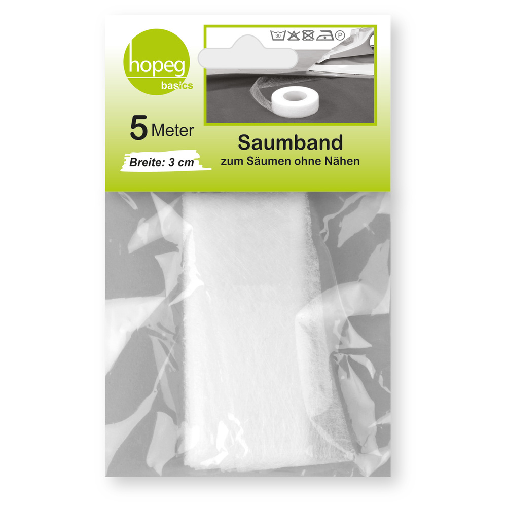 Saumband zum Aufb&uuml;geln 3 cm x 5 m wei&szlig;