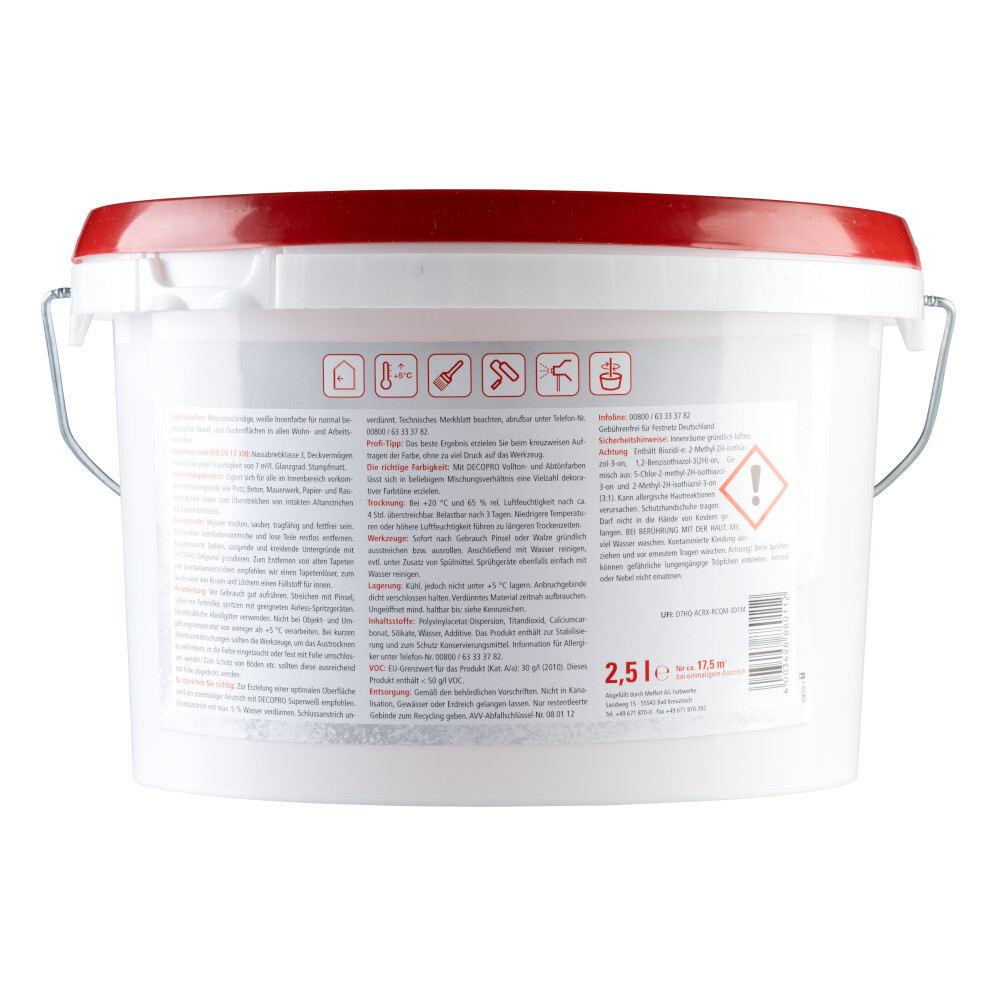 DECOPRO Superweiß 2,5 Liter matt hochdeckend image number 1