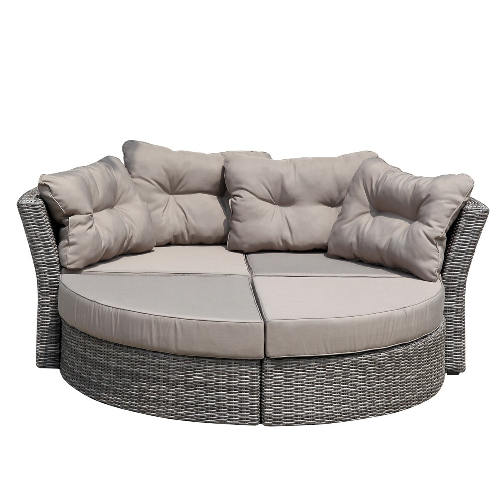 Liegeinsel Marbella 200x184x74cm Polyrattan grau Klappverdeck inkl. Auflagen image number 3