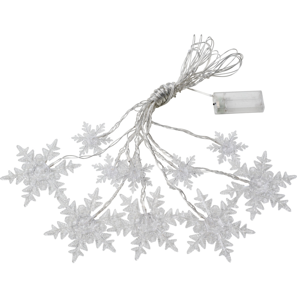 LED-Lichterkette 2 m batteriebetrieben mit 10 Schneeflocken