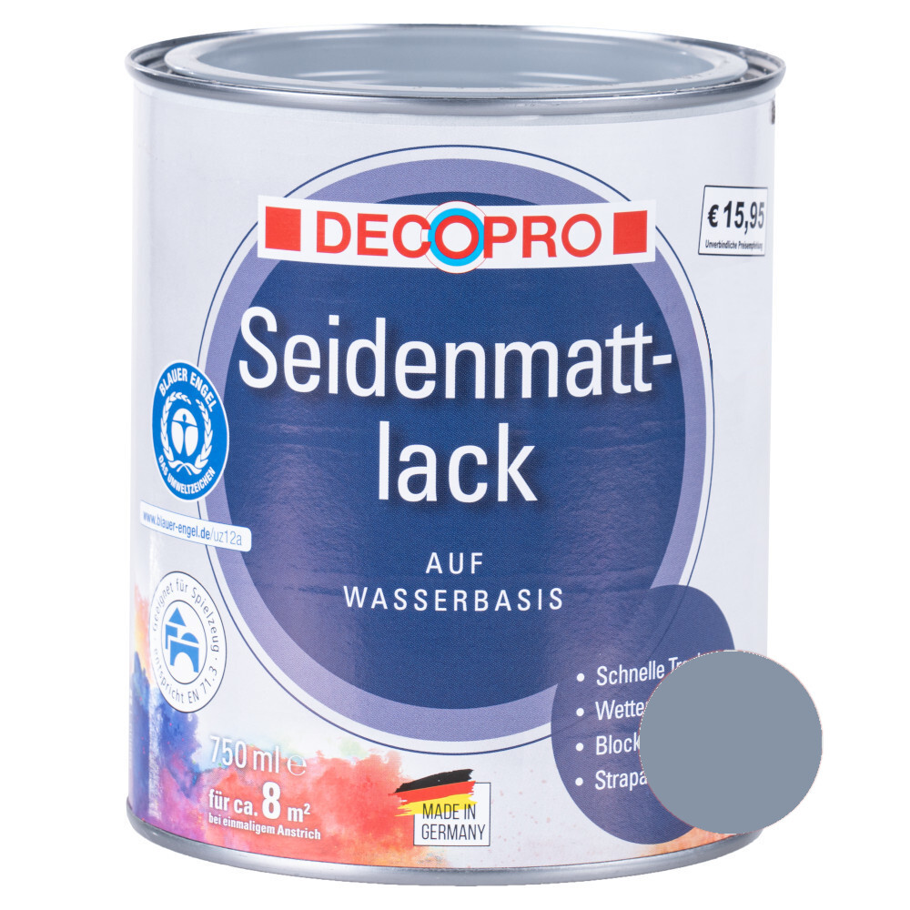 DECOPRO Acryl silbergrau Seidenmattlack 750 ml image number 0