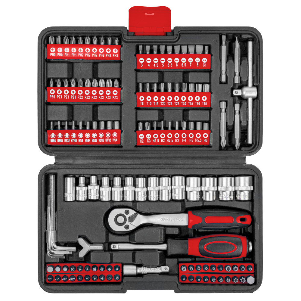 GERMANIA® Steckschlüssel und Bitsatz Set 130-teilig aus CV-Stahl im Koffer image number 1
