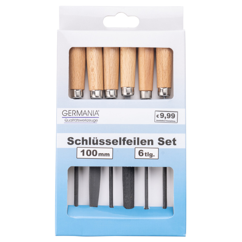 GERMANIA® Schlüsselfeilen Satz 6 -teilig 100 mm mit Holzheft image number 1