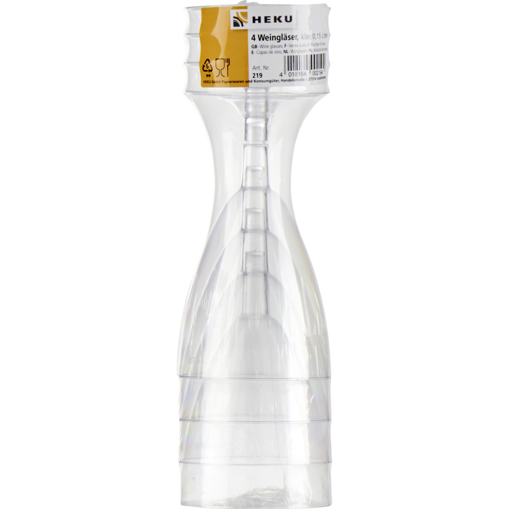 Weingläser 4 Stück, 150 cl,  klar, Kunststoff image number 2