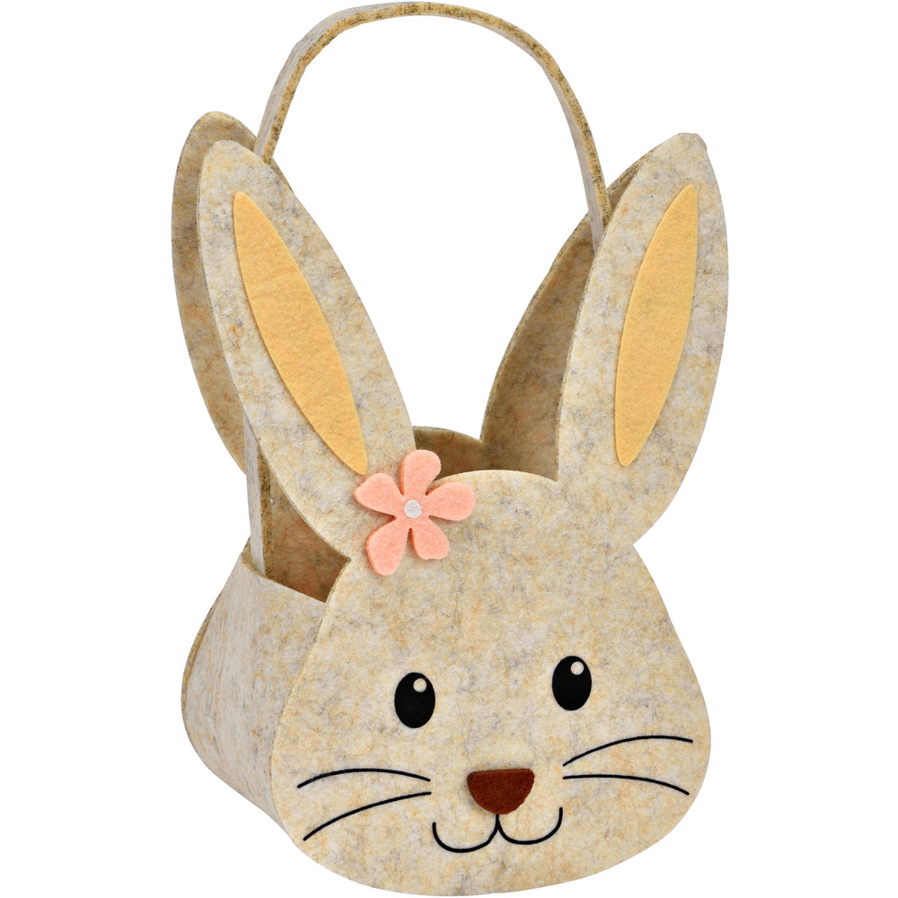Osterkorb "Hasenkopf" Filz beige mit Henkel 13x9x22 cm