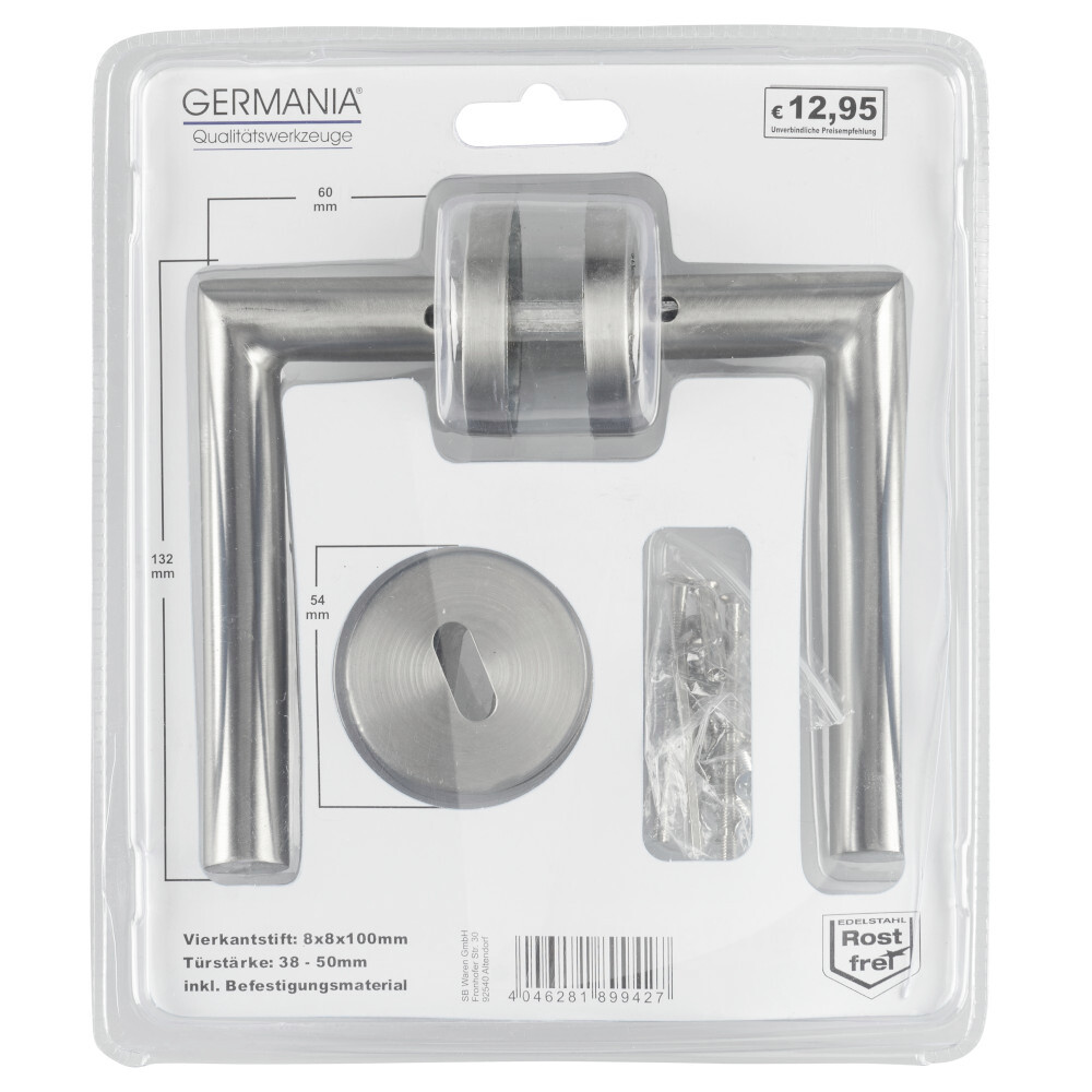 GERMANIA® Türgriff Drückergarnitur gebogen aus Edelstahl image number 4