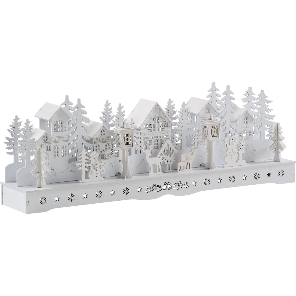 LED-Winterszene Holz wei&szlig; 15 LEDs
