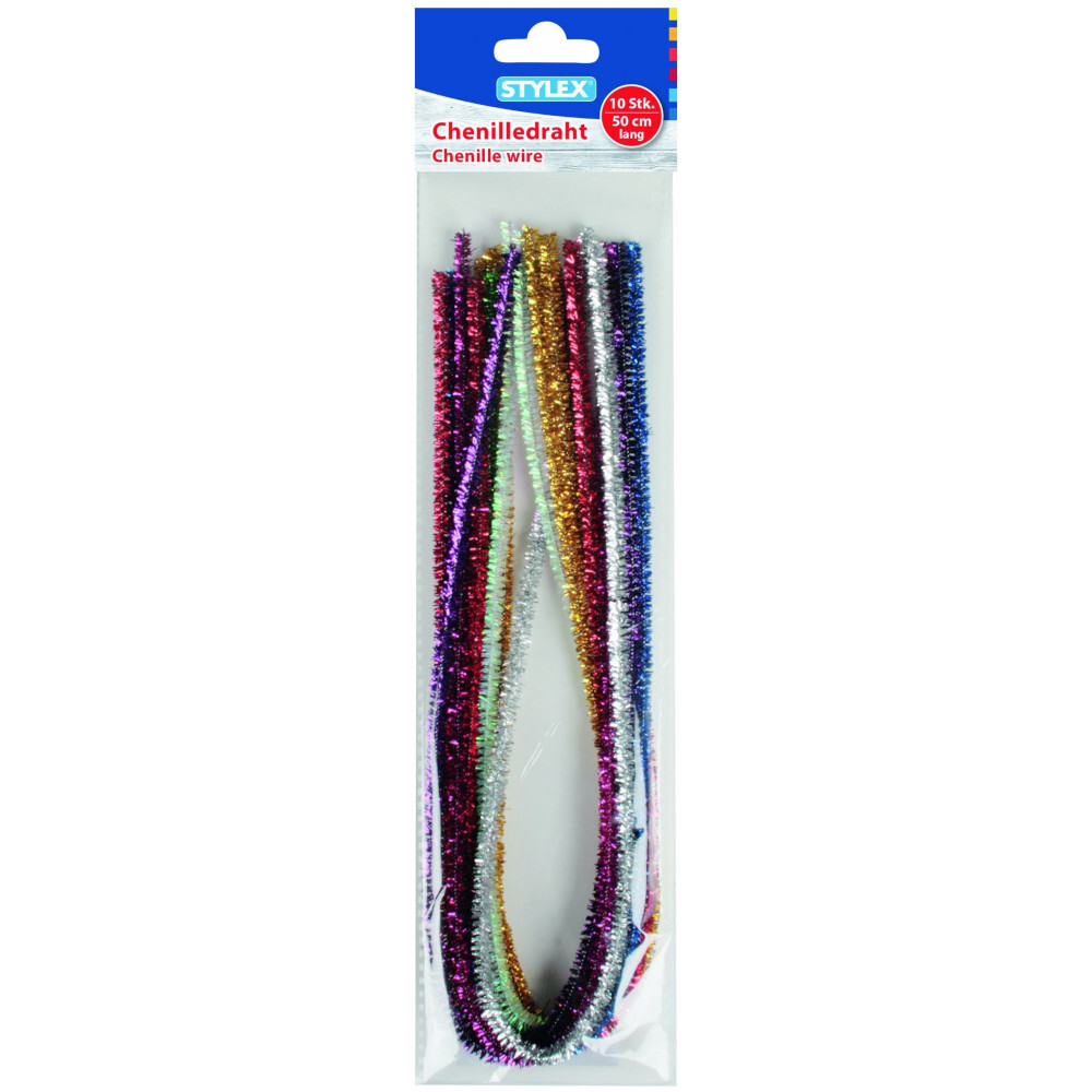 Chenilledraht Pfeifenreiniger 10 Stück Glitter bunt gemischt image number 0