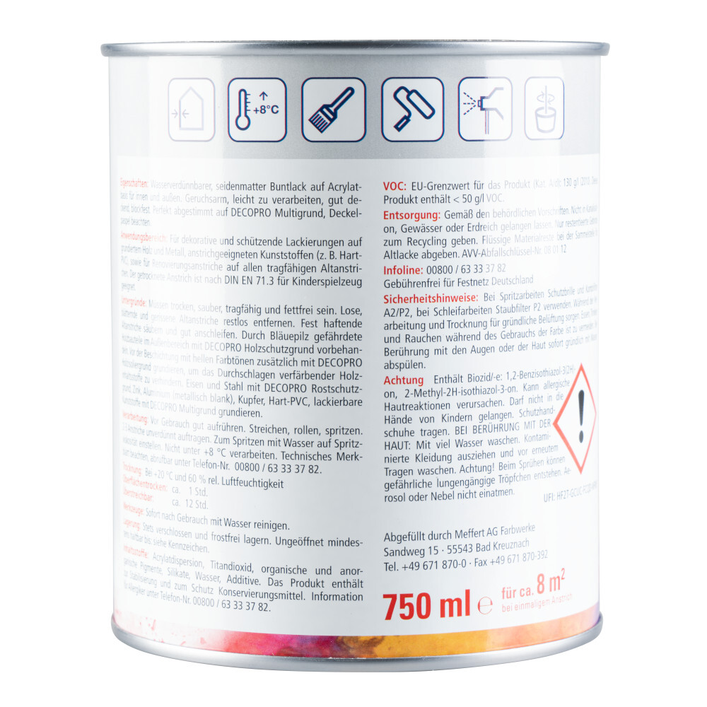DECOPRO Acryl Seidenmattlack tiefschwarz RAL 9005 für innen und außen image number 1