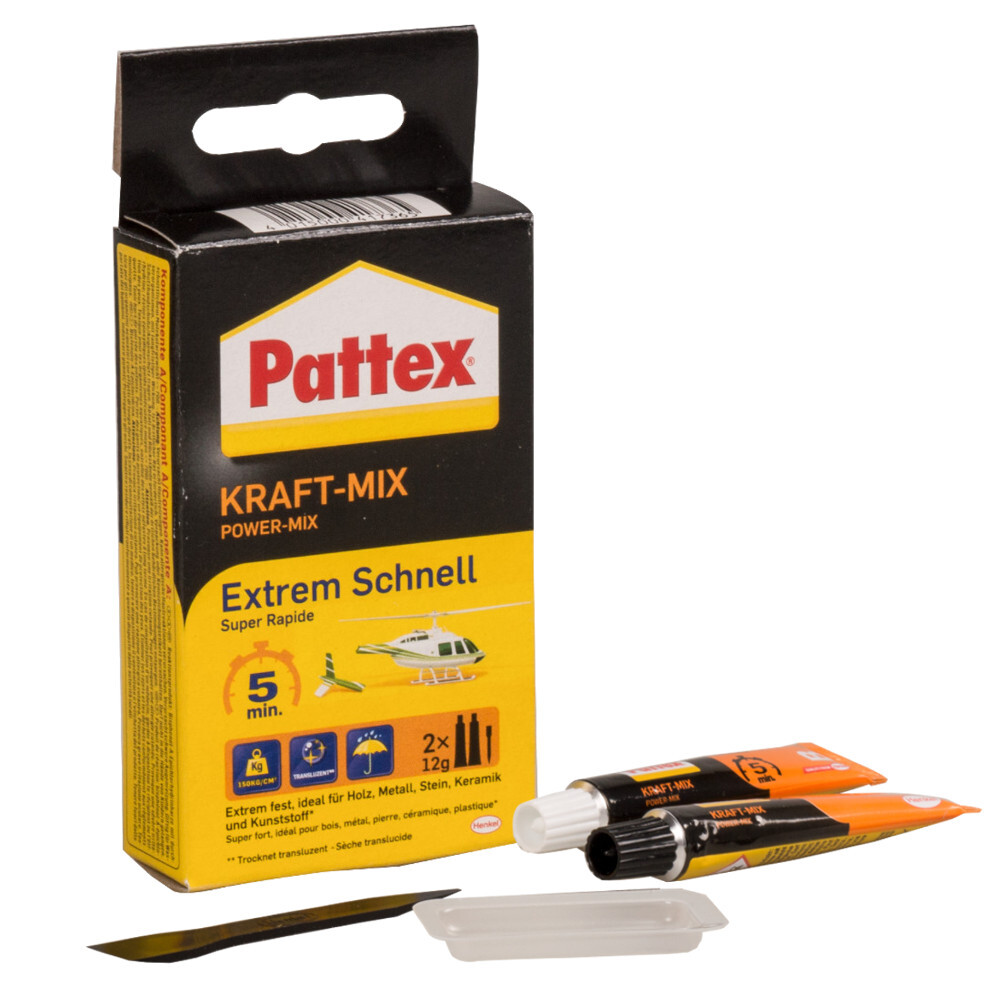 Pattex® "Kraft-Mix Extrem Schnell" Kleber, transparent, 2 x 12 g