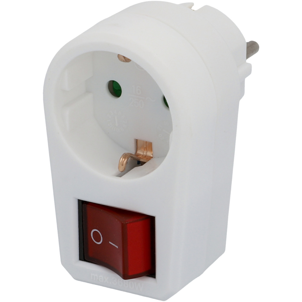 Schutzkontakt Zwischenstecker mit Schalter