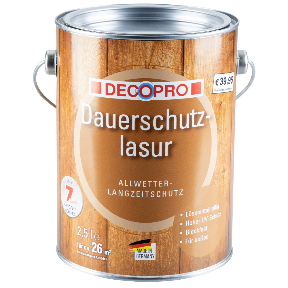 DECOPRO Dauerschutzlasur mahagoni seidenglänzend 2,5 Liter