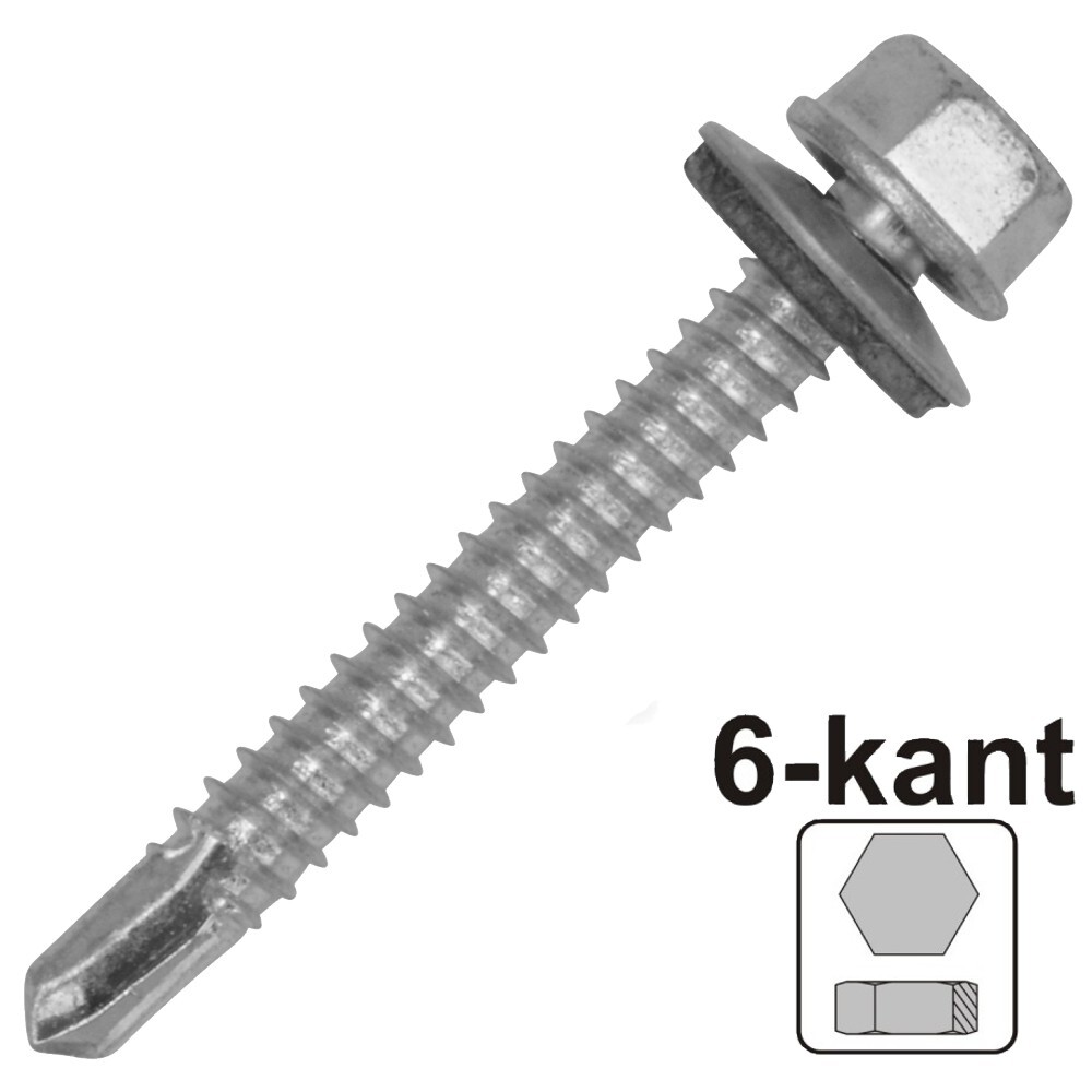 Bohrschraube mit Dichtscheibe 4,8 x 50 mm, galvanisch verzinkt image number 0