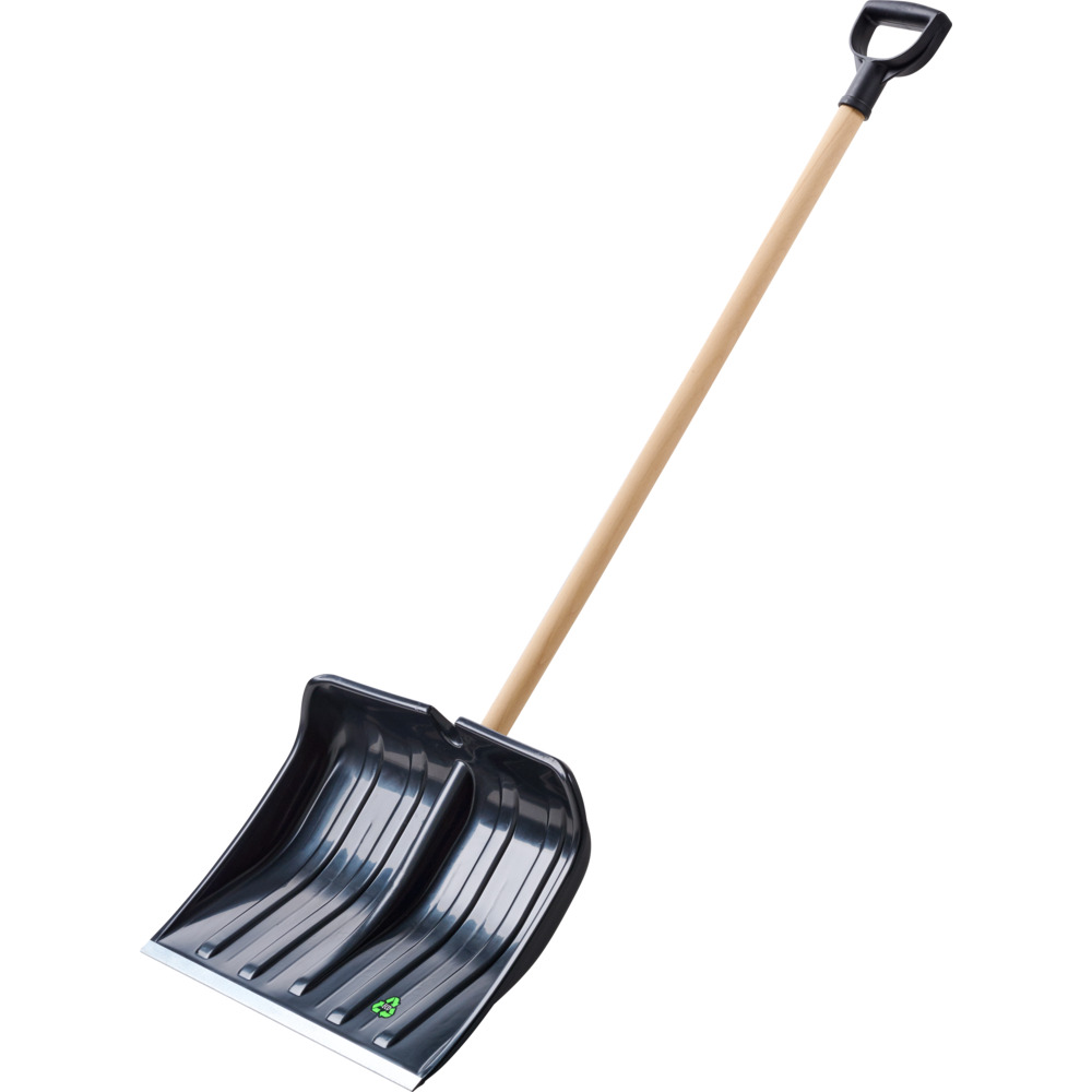Schneeschieber 47 cm aus Kunststoff mit Holzstiel