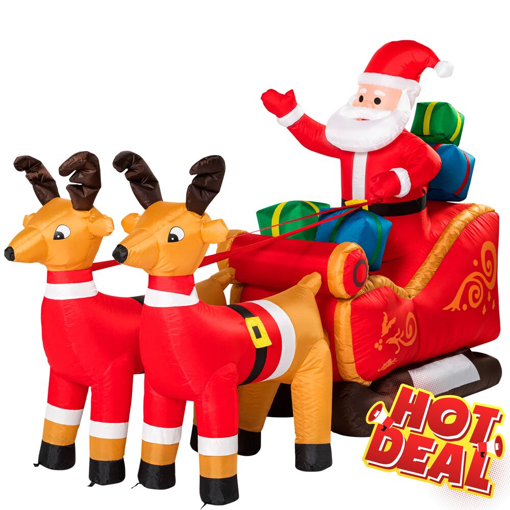 Aufblasbarer LED-Weihnachtsmann mit Schlitten