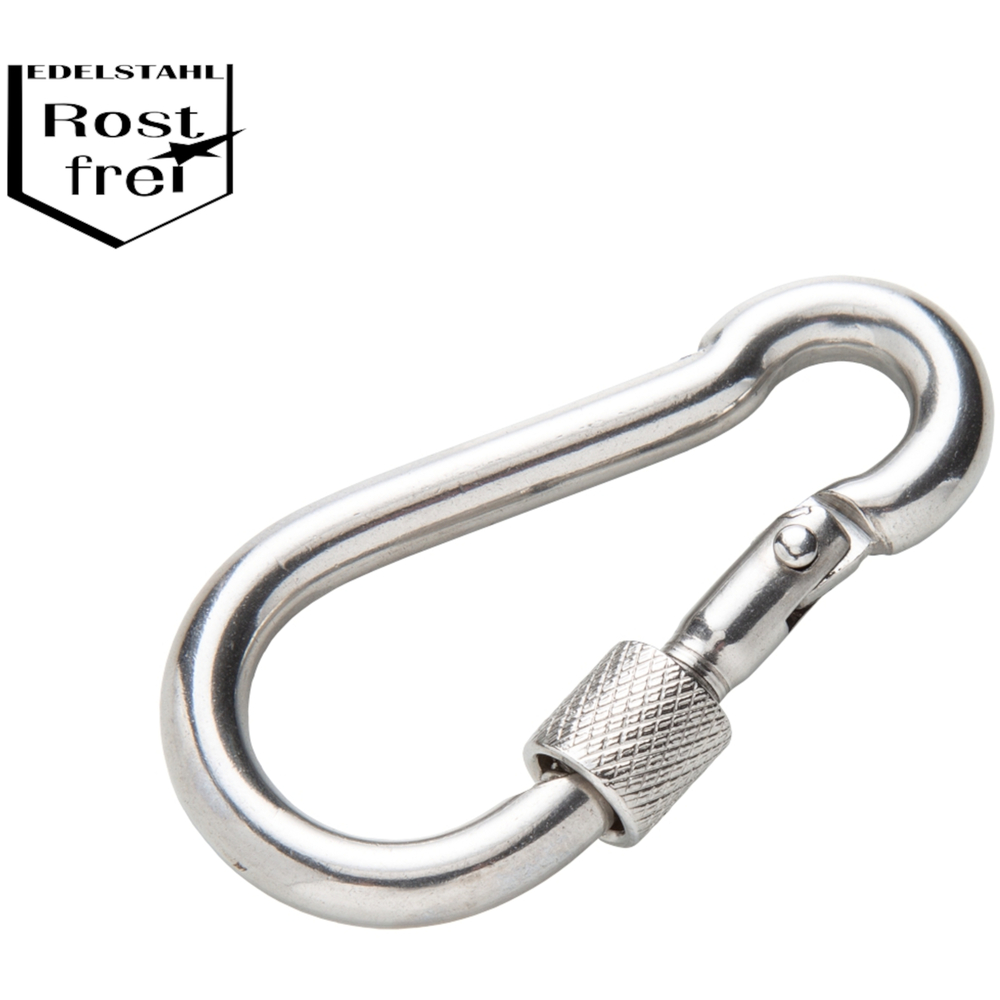 Schraubkarabiner 60 x 30 mm Edelstahl image number 0