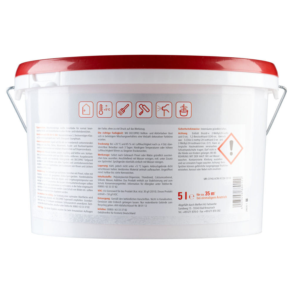 DECOPRO Superweiß 5 Liter matt hochdeckend image number 1