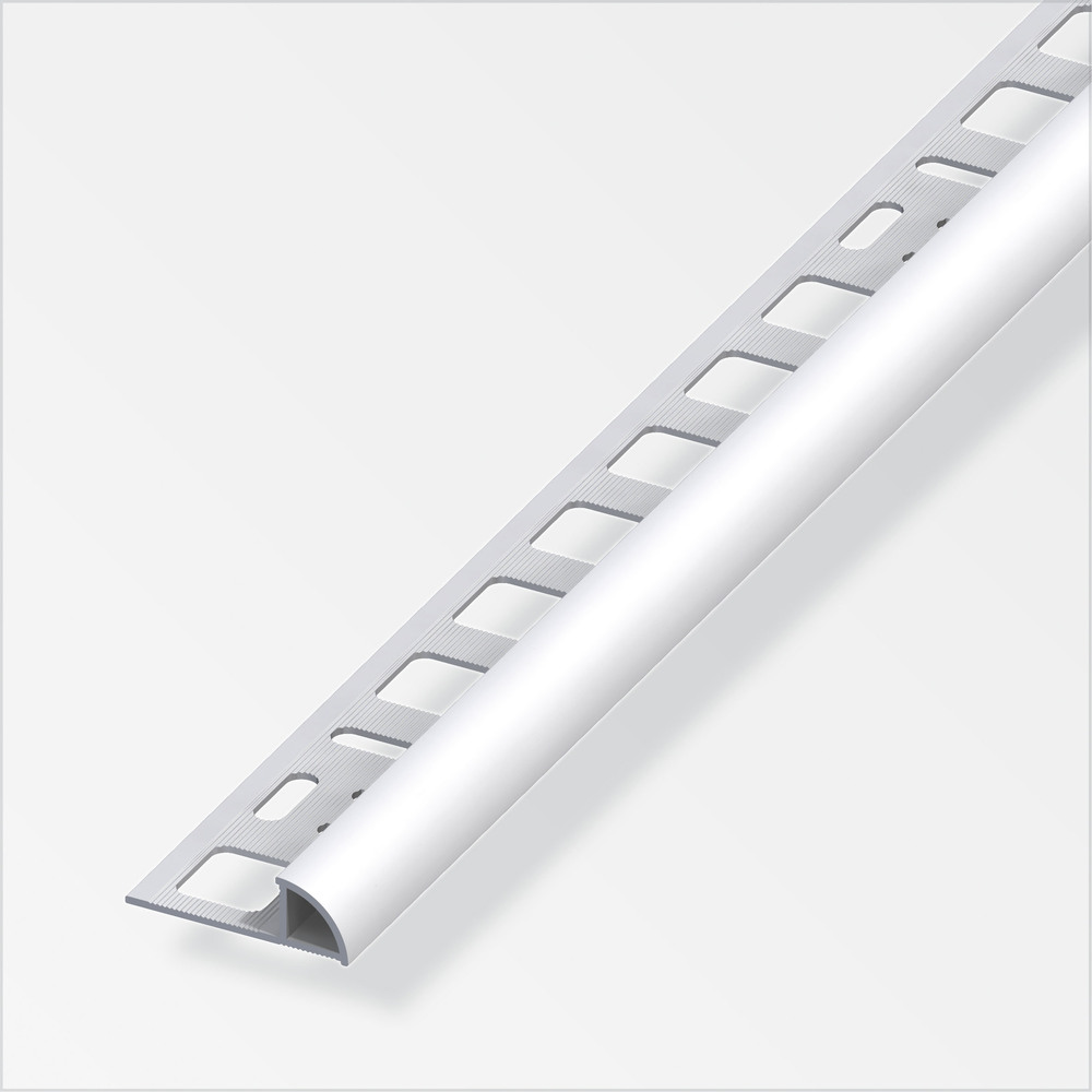 Fliesenprofil Viertelkreis Aluminium eloxiert 2500 x 8 x 19,5 mm silberfarben