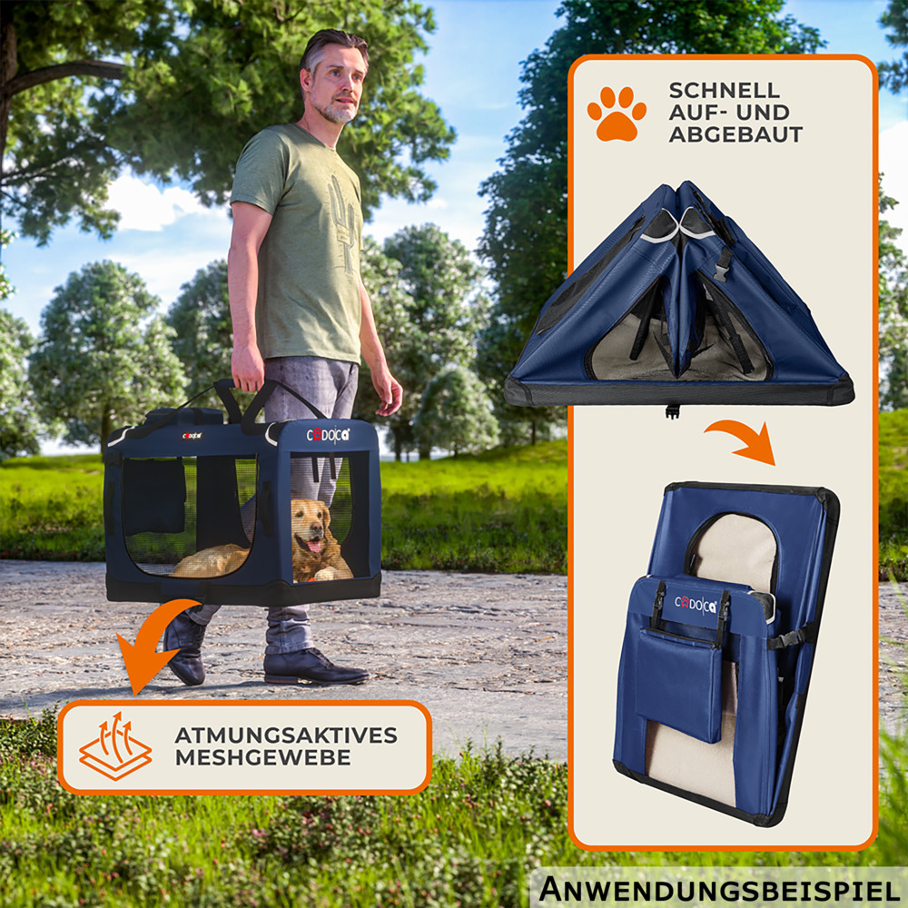 Tiertransportbox M 60 x 42 x 44 cm Navyblau image number 6