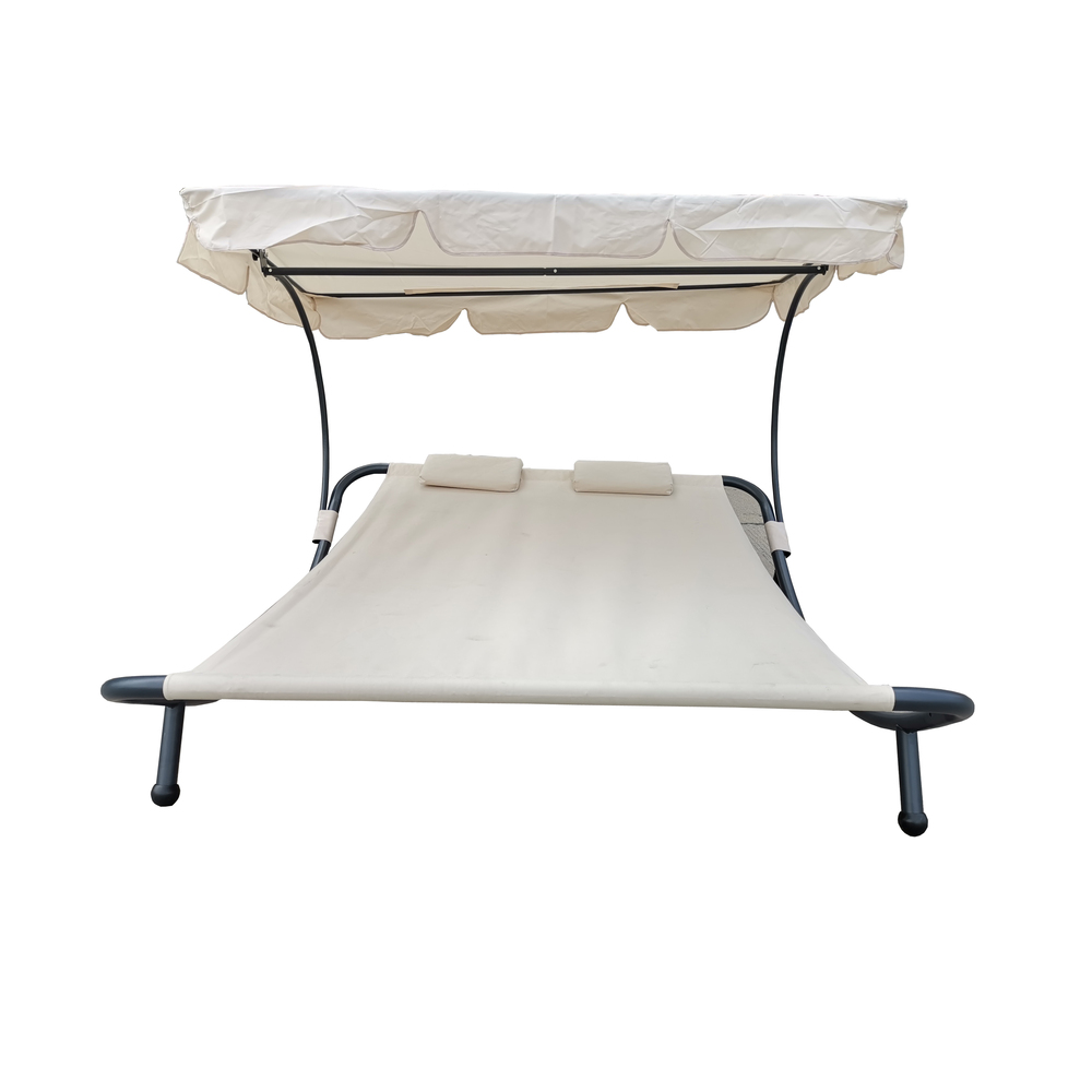 Doppel-Sonnenliege mit Dach beige image number 2