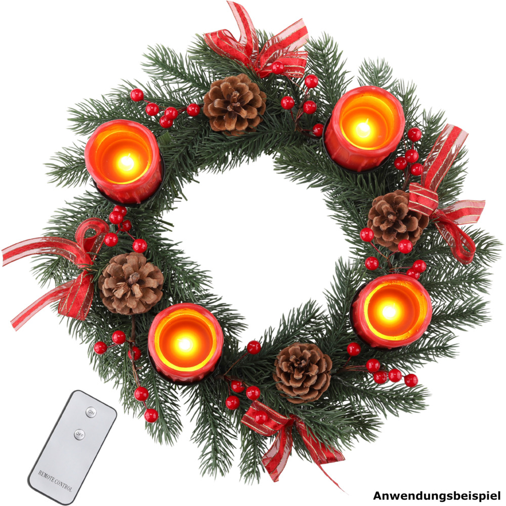Adventskranz mit 4 LED-Echtwachskerzen