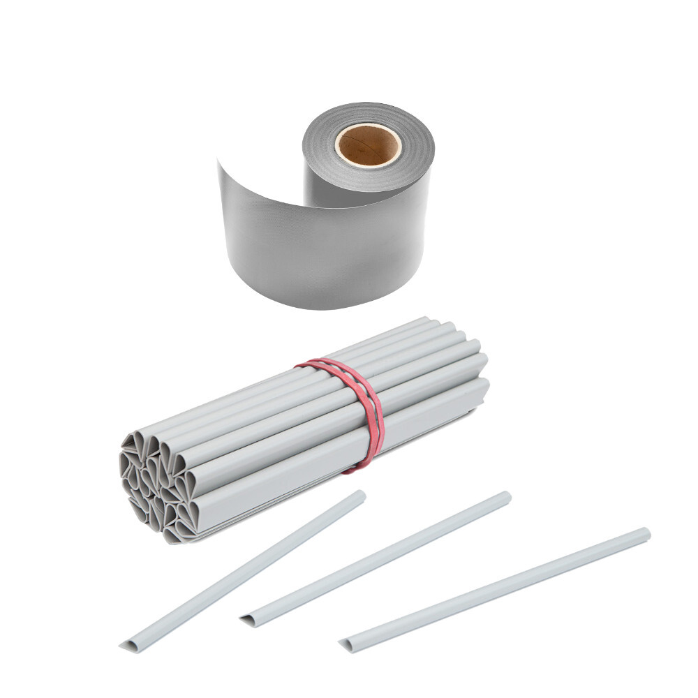 Zaun Sichtschutz und Windschutz A1-Blickdicht 1 Rolle, 19 cm Breit in Weißaluminium