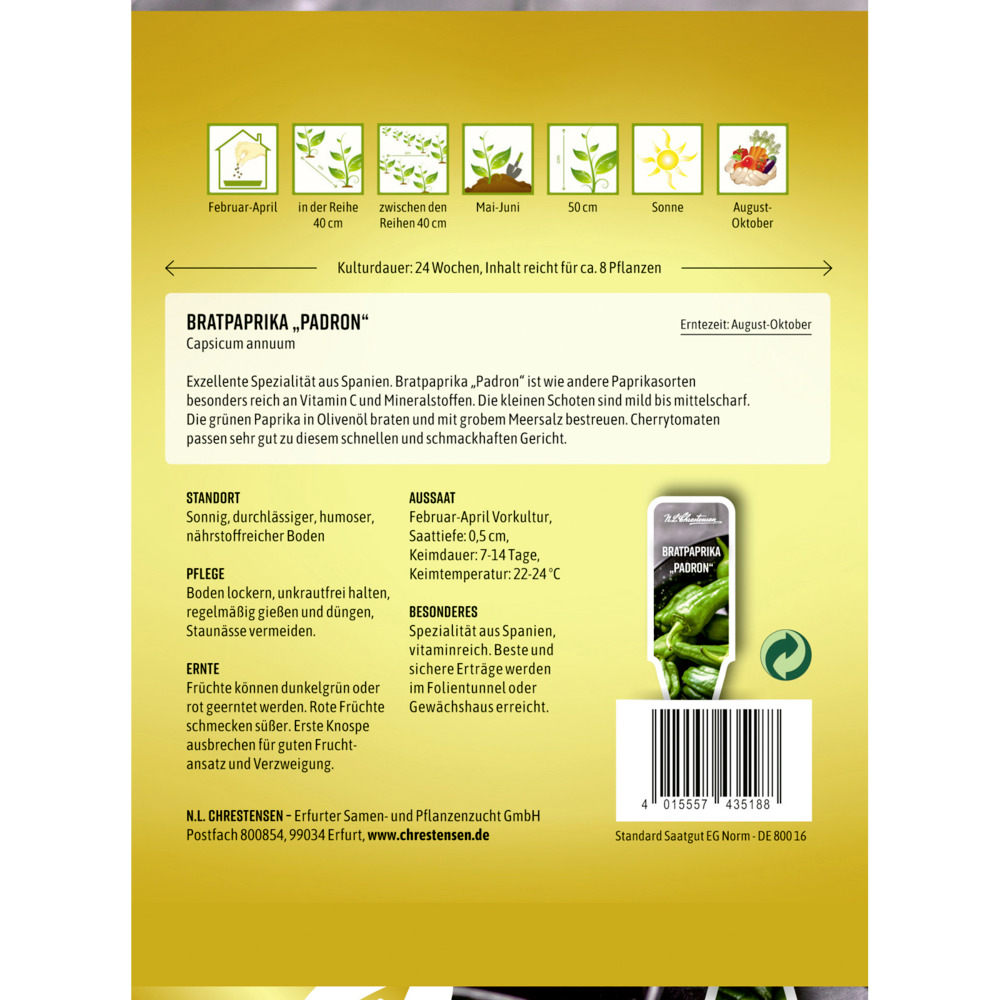 Saatgut Bratpaprika Padron image number 1