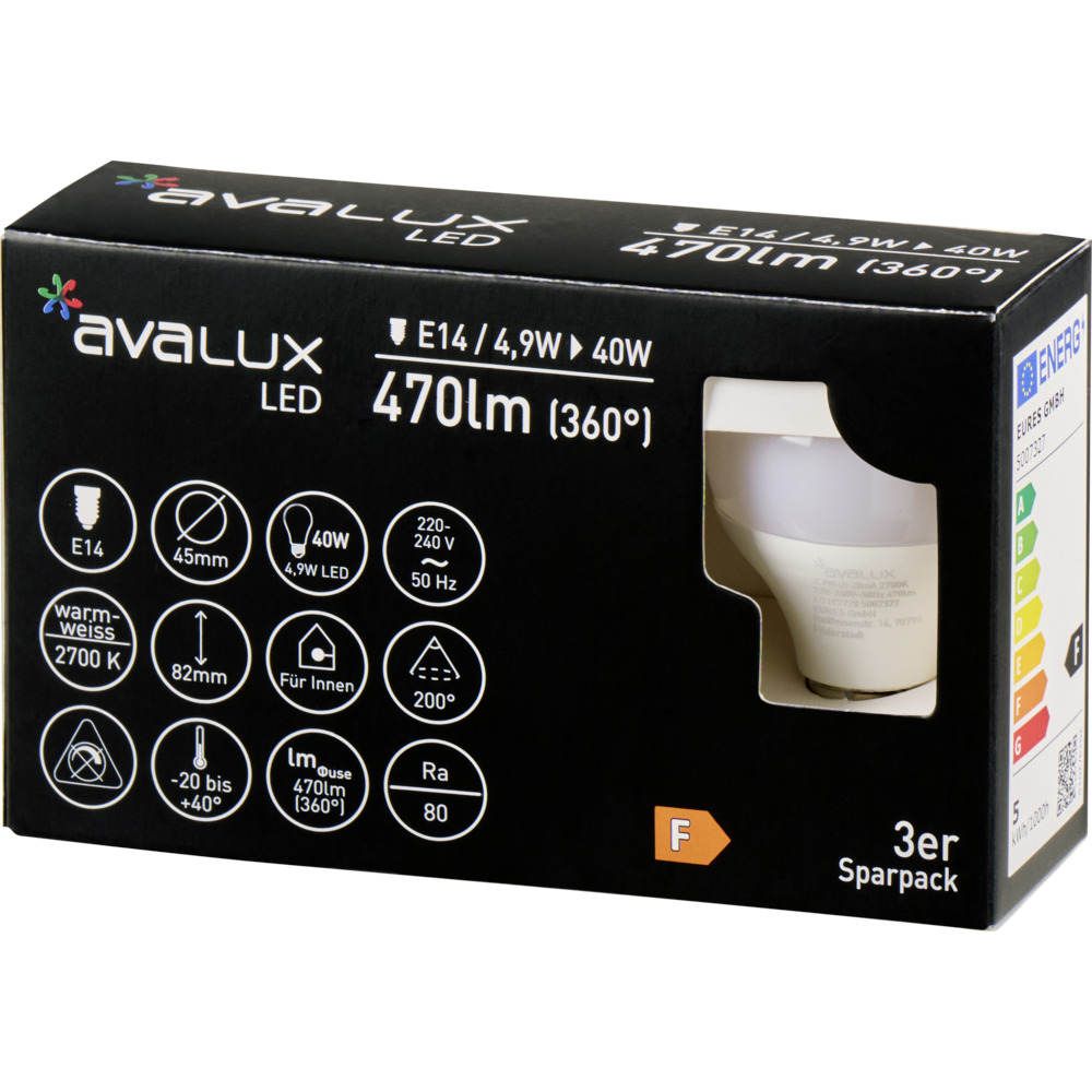 Sparpack 3 Stück LED Lampen Tropfenform E14 5W 470lm image number 2