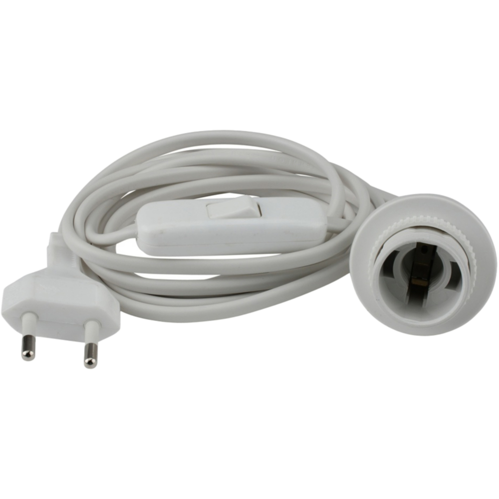 Eurozuleitung 2 m mit Lampenfassung E14 wei&szlig; image number 0