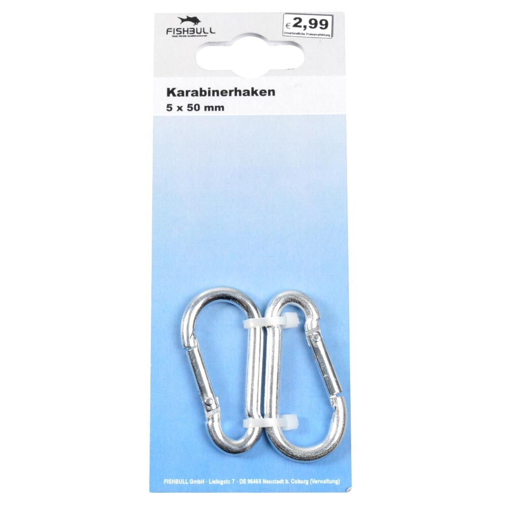 Feuerwehr-Karabiner 5 x 50 mm verzinkt 2 Stück Belastbarkeit 120 kg image number 1