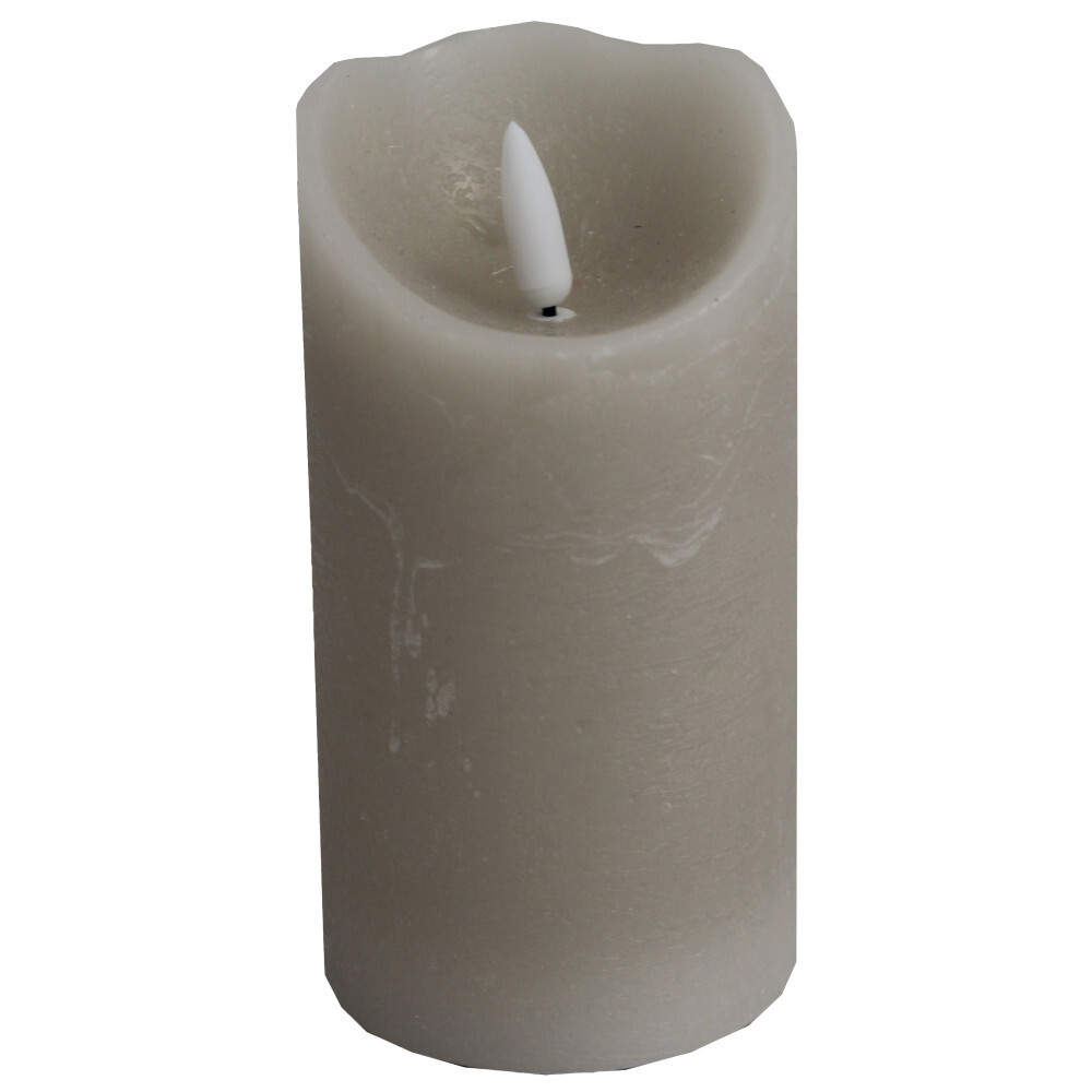 LED-Echtwachskerze Rustic 14 cm in Taupe mit Timerfunktion image number 0