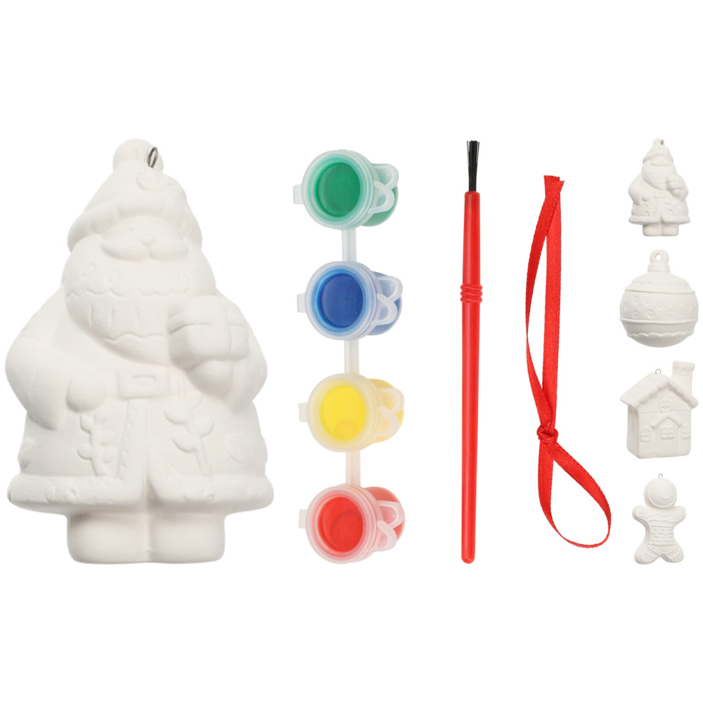 Christbaumschmuck bemalbar - mit Pinsel, Farben und Aufhänger