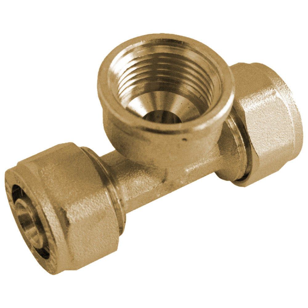T-Stück Metallverbundrohr 20 x 2 x ¾"IG x 20 x 2 mm vernickelt image number 0