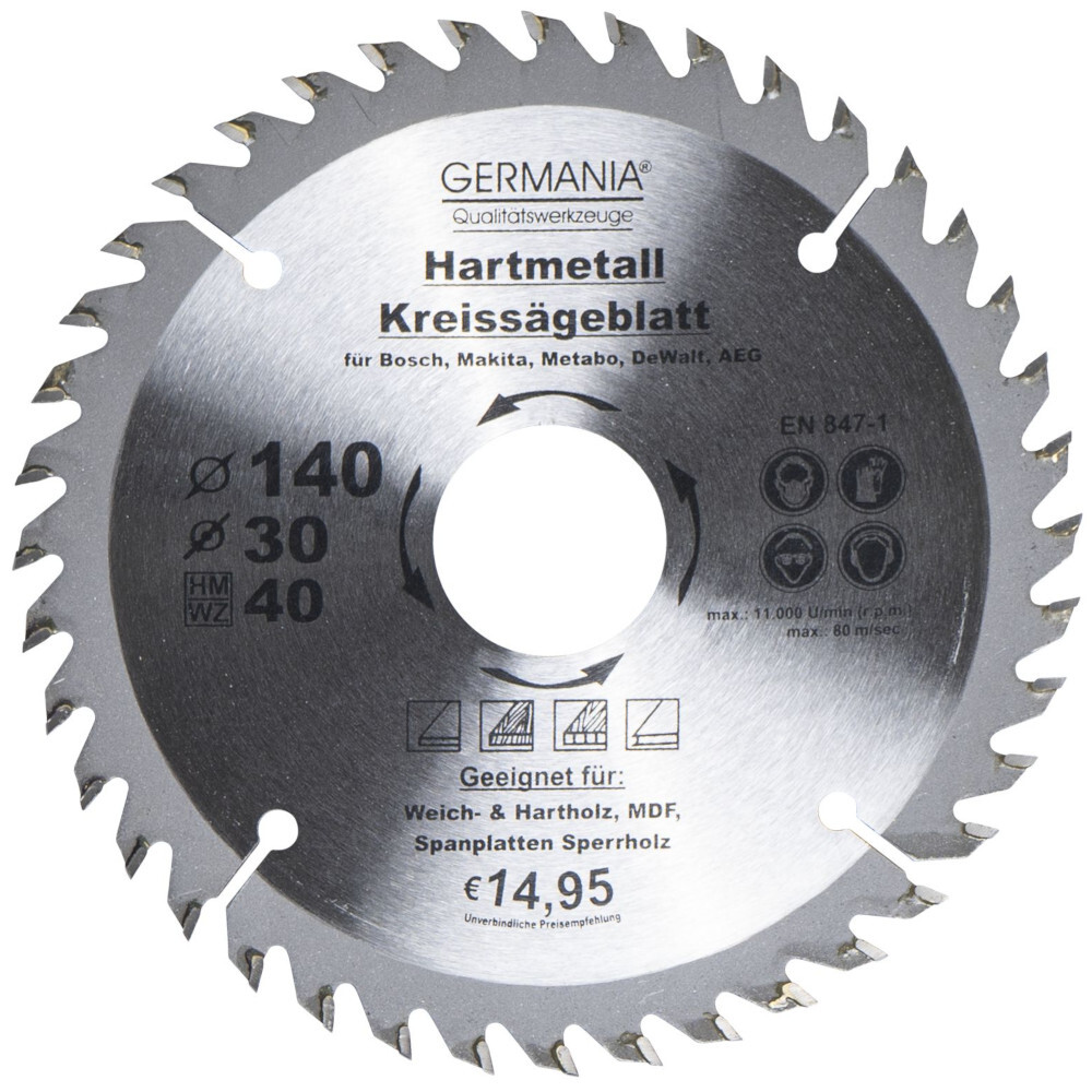 GERMANIA® HM Kreissägeblatt Ø 140mm, 40 Zähne für Holz image number 0