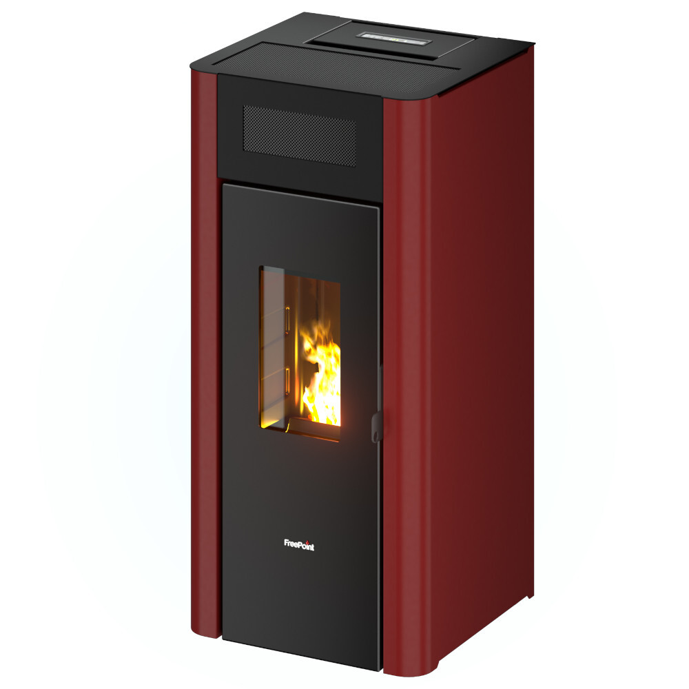 Pelletofen Freepoint AMARANTO 9, bordeaux Stahl