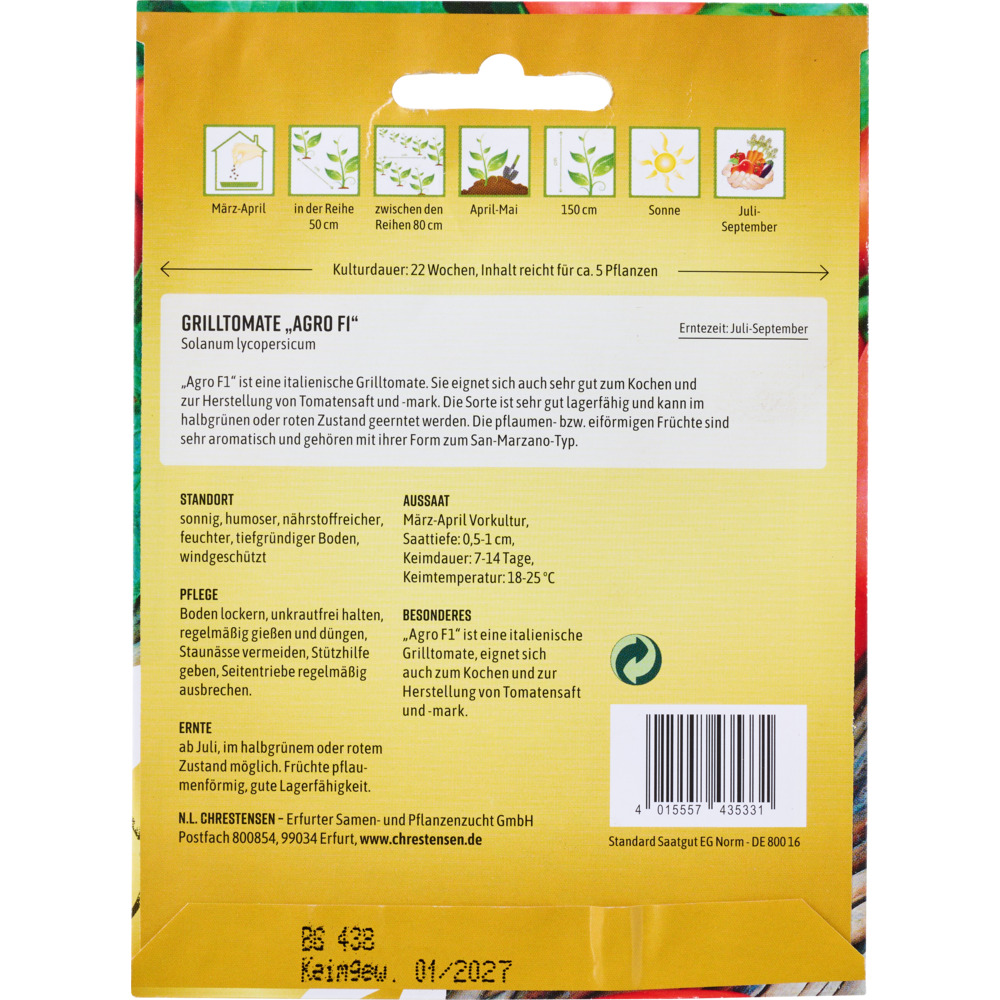 Saatgut Grilltomate Agro F1 f&uuml;r ca. 5 Pflanzen image number 1