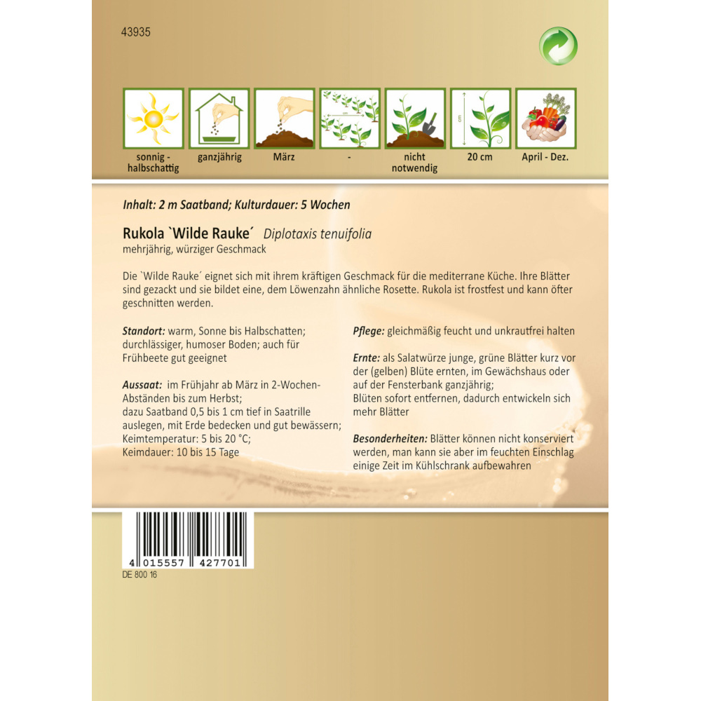 Saaband Rukola Wilde Rauke ca. 2 laufende Meter image number 1