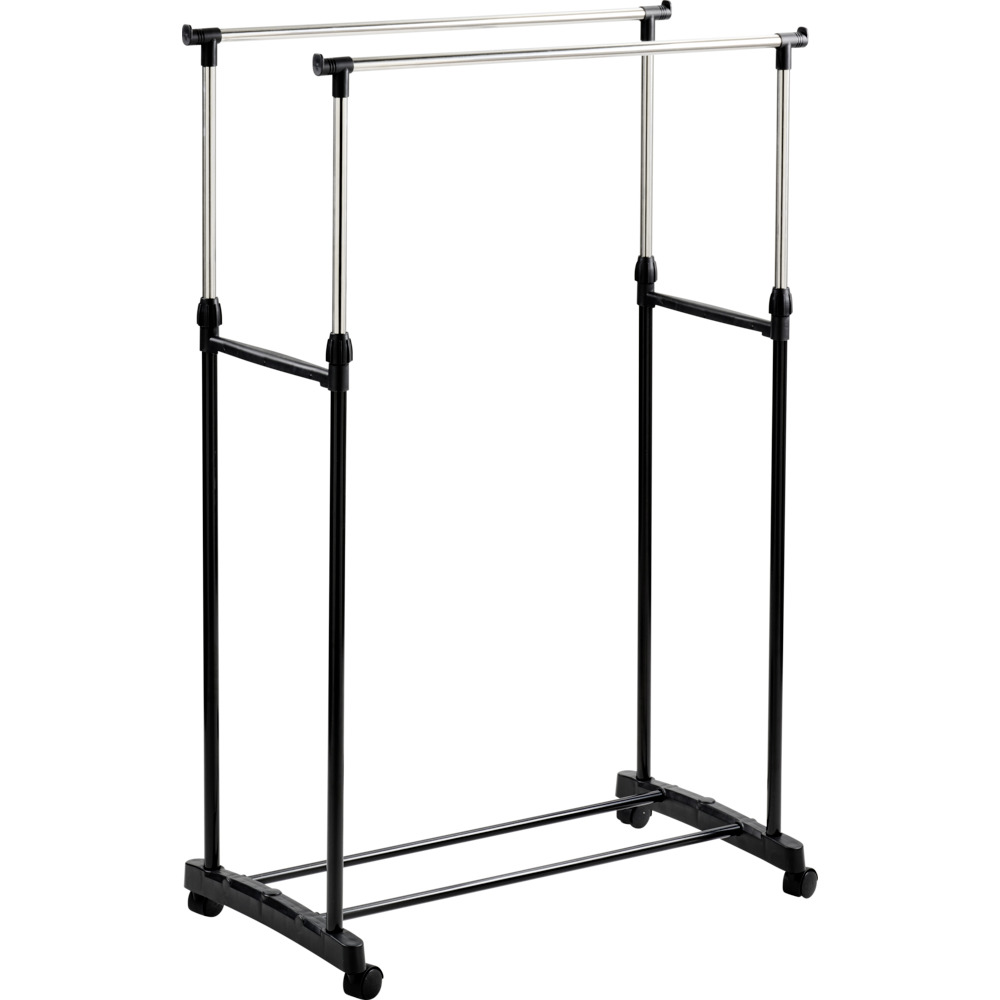 Garderobenständer rollbar mit zwei Stahlrohren, höhenverstellbar