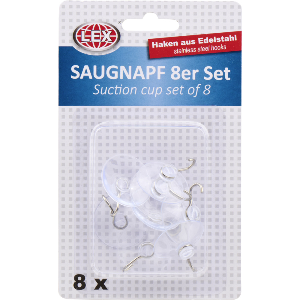 Saugnapf-Set 8-teilig transparent mit Haken image number 1