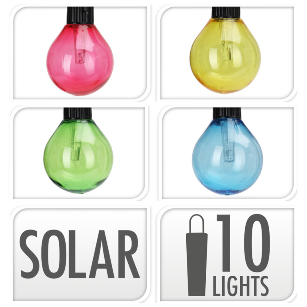 Solar‑Lichterkette mit 10 LED‑Birnen 3m image number 1