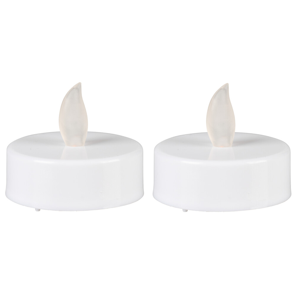 LED-Teelichter-Set Jumbo 2 Stück flackernd in weiß mit 2 CR2032-Batterien