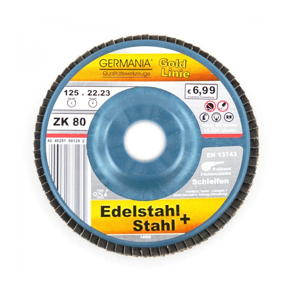 Fächerscheibe 125x22,23 ZK80 Edelstahl Stahl Schleifscheibe Lamellenscheibe