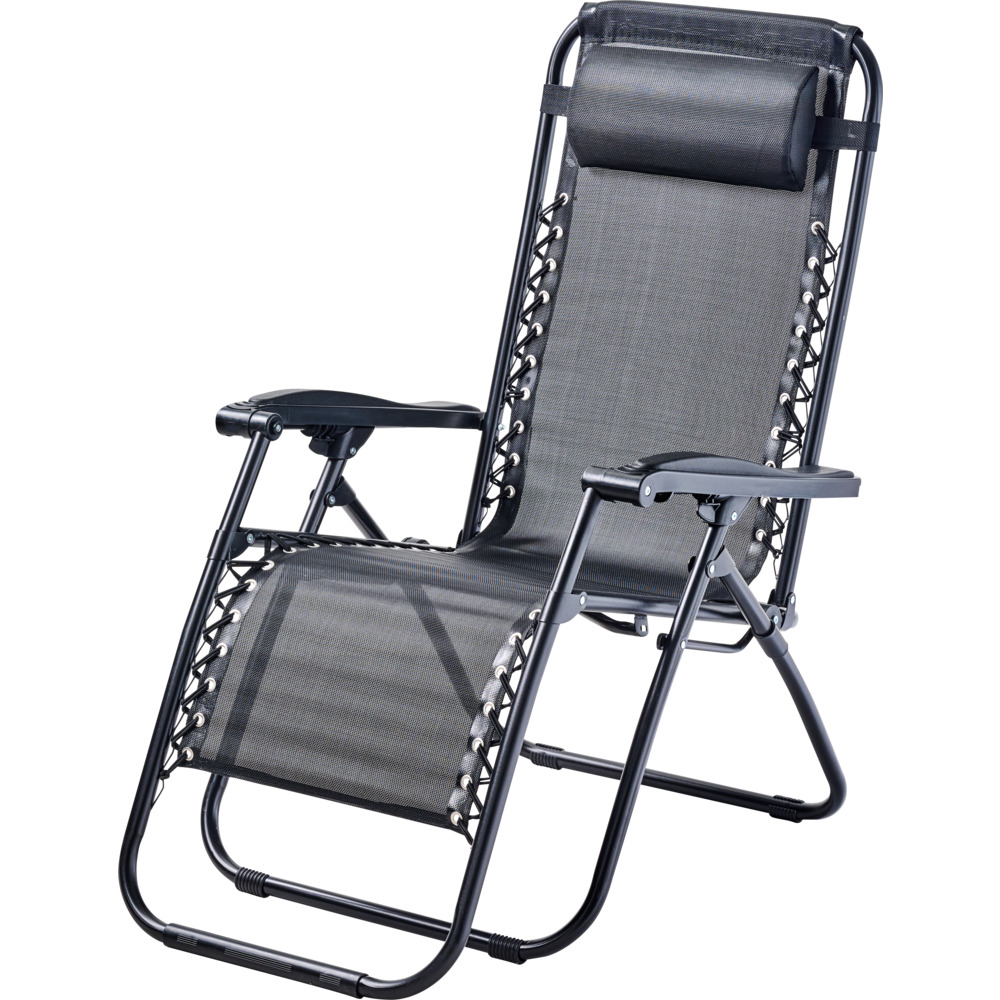Gartenliege 2-in-1 inkl. Kopfkissen, schwarz