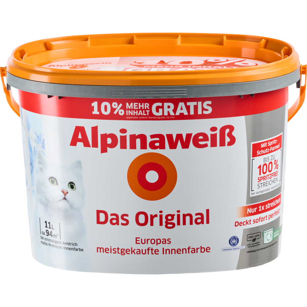Alpinawei&szlig; Wandfarbe 10 Liter + 1 Liter gratis image number 0