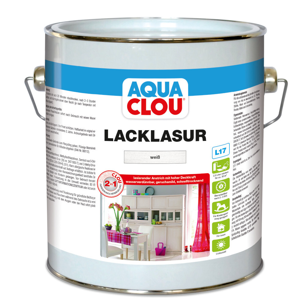 AQUA CLOU Lacklasur Nr. 16 weiß 2,5 l